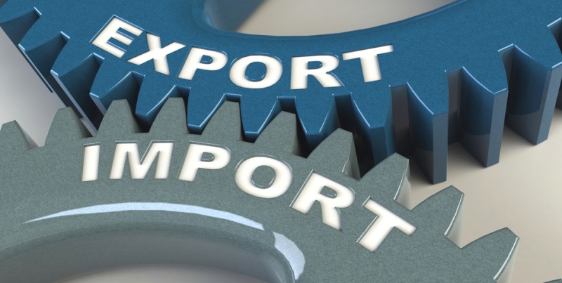 Two cog wheels showing export and import working together